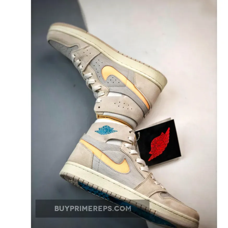 Air Jordan 1 Zoom CMFT Light Tan Yellow Blue Air Jordan 1 Zoom CMFT Light Tan Yellow Blue