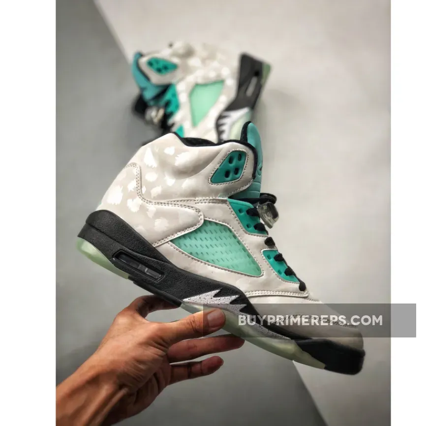 Air Jordan 5 White/Black-White-Island Green