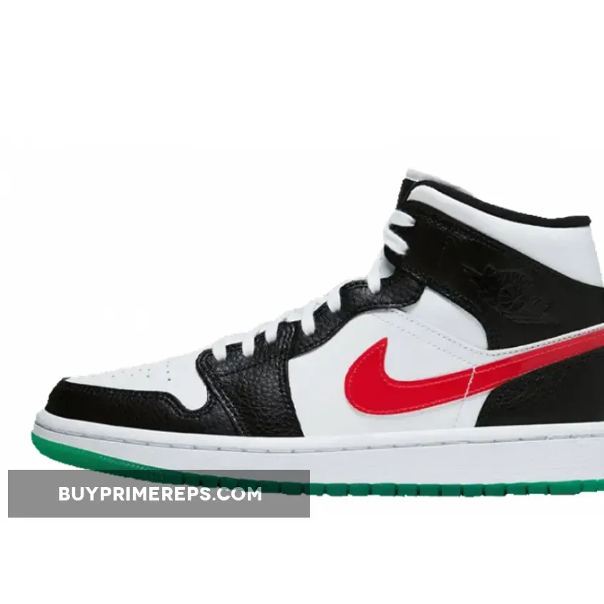 Air Jordan 1 Mid Alternate Swoosh Black Red White Green