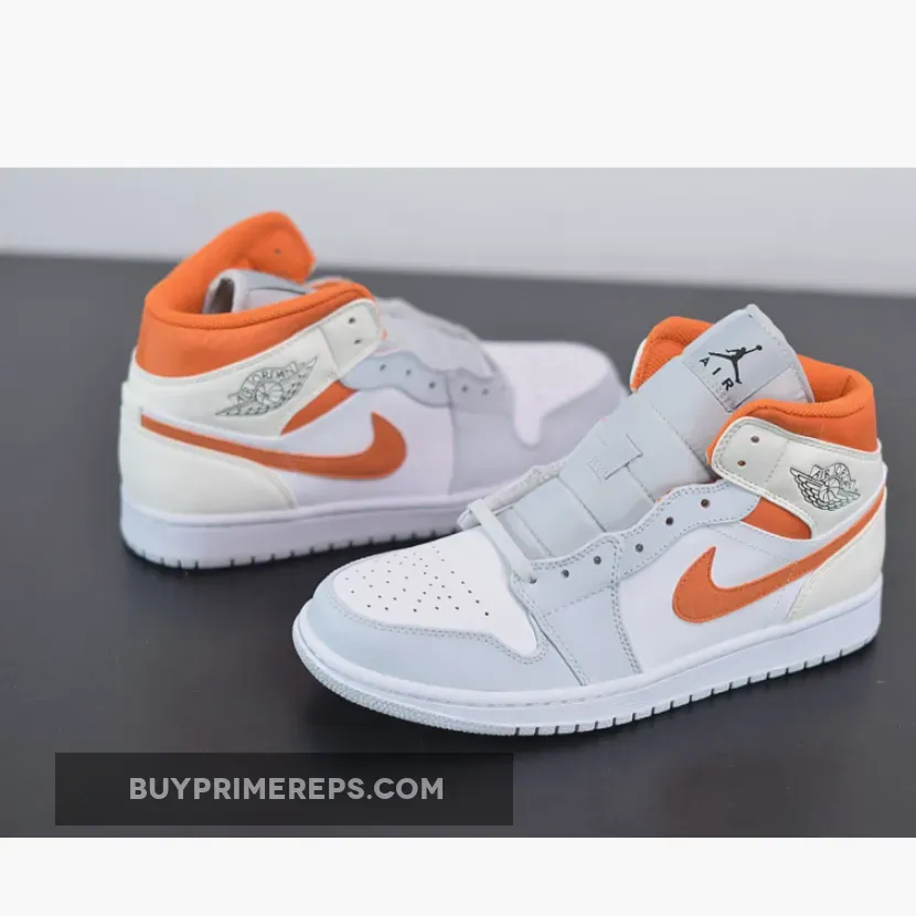 Air Jordan 1 Mid White/Starfish-Pure Platinum-Sail