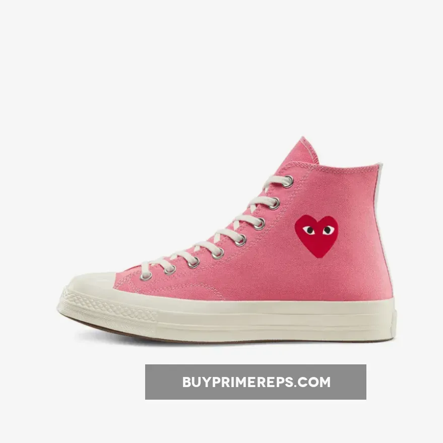 Converse x PLAY CDG Chuck 70 High Top Strawberry Pink/Egret/High Risk Red
