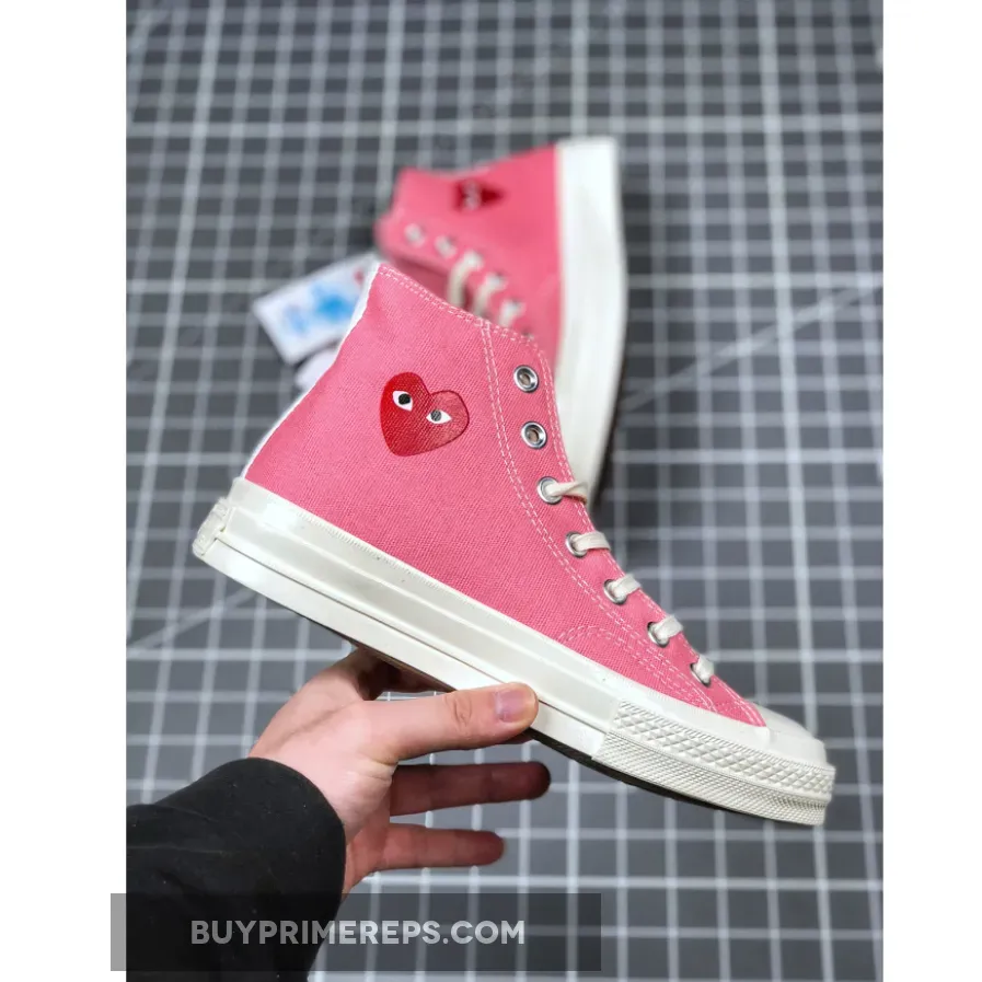 Converse x PLAY CDG Chuck 70 High Top Strawberry Pink/Egret/High Risk Red