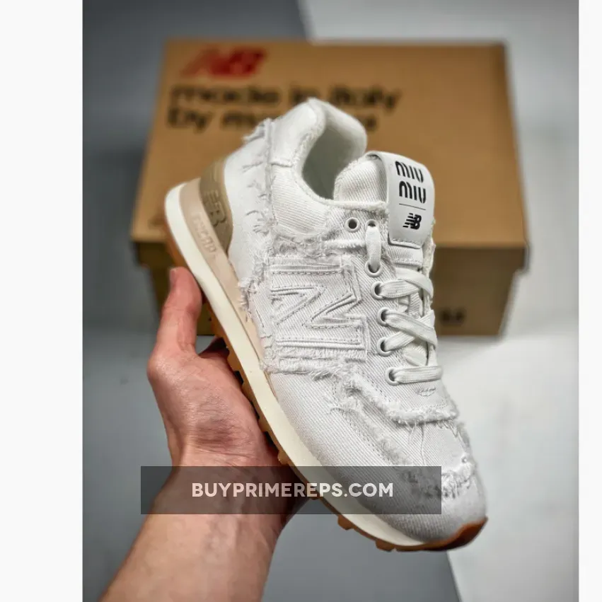 Miu Miu x New Balance 574 Denim White